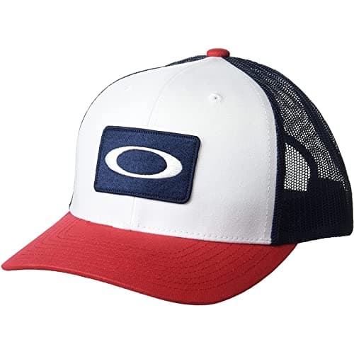 Image of Oakley Men's O-Original Trucker Hat, White/Red/Navy Blue, One Size