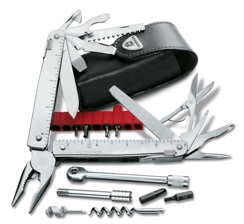 Image of Victorinox Swiss Tool X Plus Ratchet Swiss Army Knife, Large, Multi Tool, 38 Functions, Locking Blade, Case, Silver