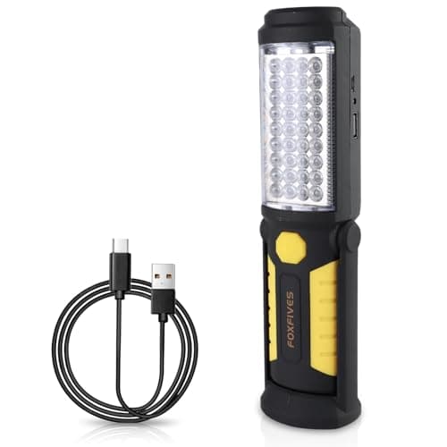 Image of Powerful 36+5 LED 3000 Lumens Portable Flashlight Torch Rechargeable Inspection Lamp Camping Light Hands-Free Garage Workshop Flashlight for Work with Adjusting Stand, Hanging Hook and Magnet Base