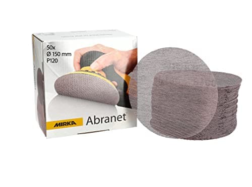Image of Mirka Abranet net sanding disc Ø 150 mm Hook & loop/Grit P120 / 50 pcs/for sanding wood, walls, metal, aluminium, stainless steel, filler, varnish, plastic / 5424105012