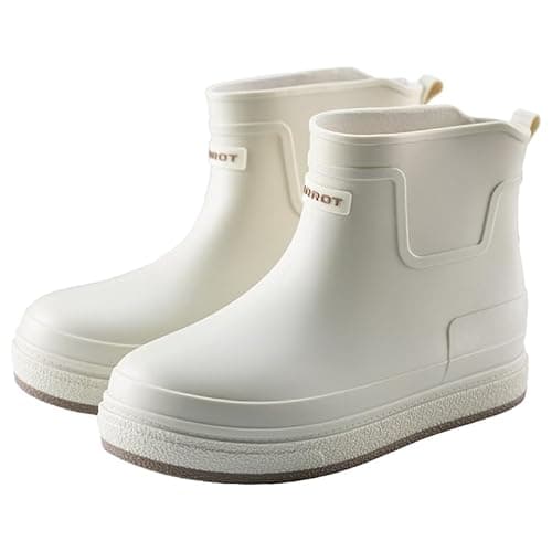 Image of Wellington Boots Women and Men Ankle Ladies Wellies Short Chelsea Booties Waterproof Rain Boots Outdoors Garden Walking (White, One Size, Adult, Women, 4, Numeric, UK Footwear Size System, Medium)