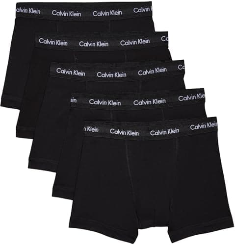Image of Calvin Klein Men Boxer Short Trunks Pack of 5 Underwear, Black (Black W. Black Wb), S