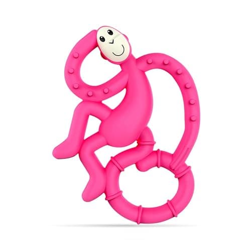 Image of Matchstick Monkey, Antimicrobial Silicone Teether, Easy To Grip, BPA Free, 3 Months Old+, 10 cm, Pink Mini Monkey