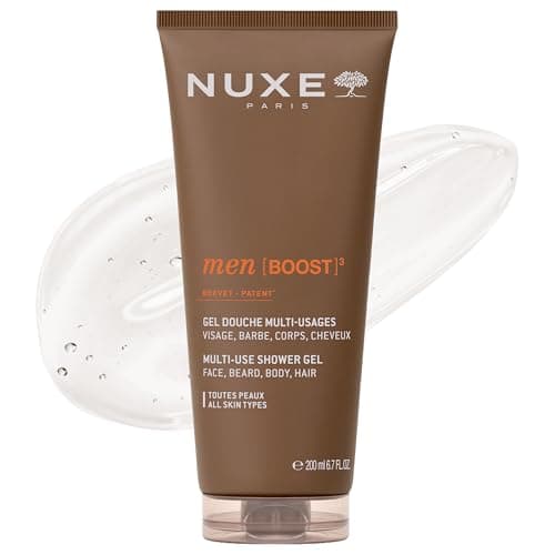 Image of Nuxe Men Multi-Use Shower Gel 200ml, 4-in-1 Cleanser for Face, Beard, Body & Hair, Sulfate-Free Formula with Ash Bark Oleo-Extract, Energising Woody-Spicy Scent