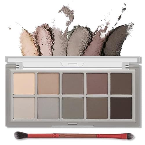 Image of Erinde 10 Colors Eyeshadow Palette, Smooth Matte Eye Shadow, Eye Makeup Palette, Travel Size Makeup Pallet, High Pigmented, Naturing-Looking, Blendable Long Lasting (04#Cement Color)