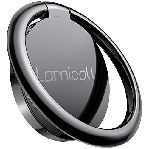 Image of Lamicall Phone Ring Holder, Handy Finger Ring Stand - Universal Grip 360 Adjustable Mobile Phone Loop for iPhone 17 16 15 14 13 12 11 Pro Max Plus Air Mini Xs XR X 8, Samsung, 4~8" Smartphones - Black