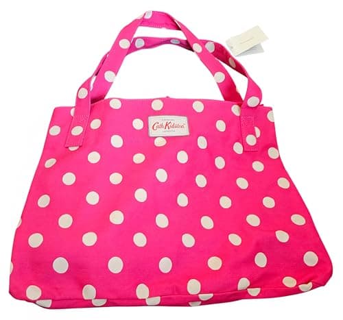 Image of Cath Kidston Raspberry Pink Button Spot Open Canvas Tote Bag Handbag