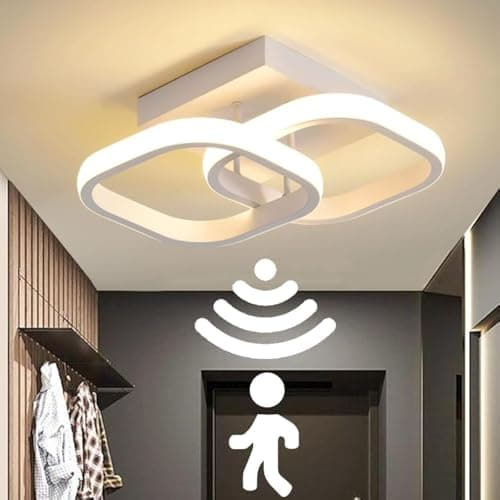 Image of EIDEARAY LED Motion Sensor Ceiling Light Indoor,22W Warm White 3000K Square Ceiling Light, 24x20x9CM, Suitable for Hallway, Indoor Use