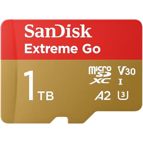 Image of SANDISK Extreme Go micro SDXC card 1TB + SD adapter (For Android Devices, Gaming Consoles, Drones, Action Cams, UHS-I, up to 200 MB/s, V30, 5K, 4K, UHD, Rescue PRO, Class 10, U3) For Amazon