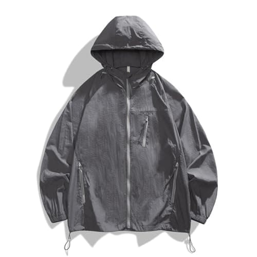 Image of Generisch UV Protection Summer Jacket Women Men Lightweight Thin Hooded Jacket Unisex Breathable Leisure Jacket for Travel Outdoor and Everyday Use, darkgray, M