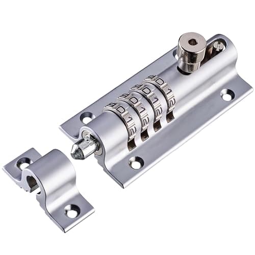 Image of Squire Combi Bolt Door Lock (COMBI4) - 4 Wheel Combination Locking Bolt - Weatherproof Die Cast Body - Tamper Proof Slide Bolt - High Security Gate Lock for Home & Garages (Chrome, 120 mm)