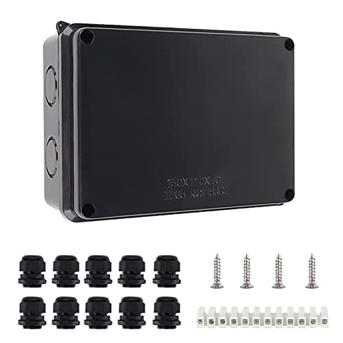 Image of IP65 Waterproof Junction Box Large ABS Electrical Box Outdoor Cable Connector, External Electrical Junction Box, Black(150x110x70mm)