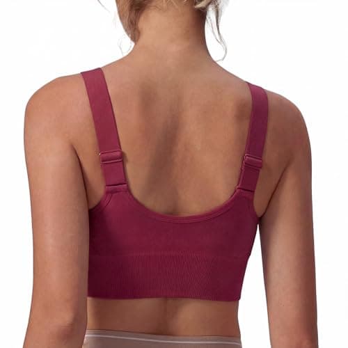 Image of Leversic Sports Bra Women High Impact Wirefree Workout Bras Adjustable Straps Removable Padding Running Bras Gym Bra for Fitness Exercise(Wine Red,M)