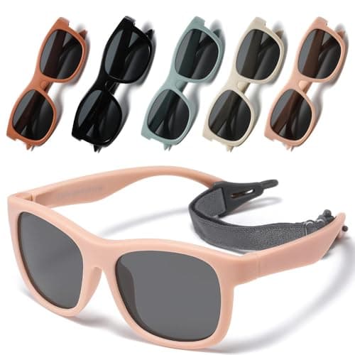 Image of Musivon Baby Sunglasses 6 Months - 2.5 Years, Toddler Sunglasses for Kids Infant Boys Girl Flexible Frame with Strap