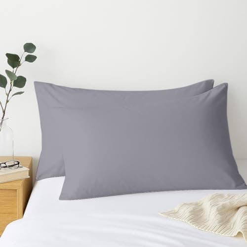 Image of Comfort Beddings 2 Pack Pillowcases – 56x79cm Extra Wide Pillow Covers – 100% Egyptian Cotton – 800 Thread Count – Silver Extra Large Pillow Cases with Envelope Closure – Size 22"x31"