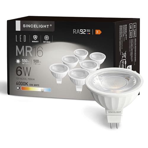 Image of MR16 GU5.3 12V LED Spot Light Bulb Ø50mm Reflector, 6 Watt, 500 Lumens, 50W Halogen Equivalent, 6000K ( Cooll White ), High Color Rending RA≈92, 38°Beam Angle, Pack of 6