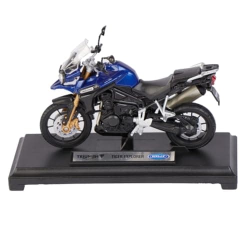 Image of Triumph Tiger Explorer 1:18 Scale Die-Cast Model Motorcycle, Blue and Black, Welly Collection