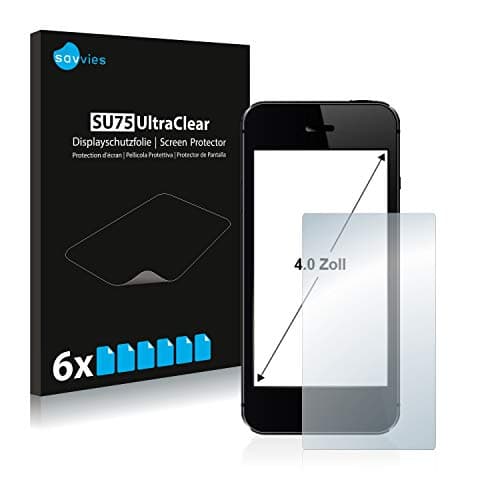 Image of Savvies 6 Pack 4" Screen Protector for Smartphones and Mobile Phones with 4.0 inch (10.2 cm) [89 x 50.2 mm, 16:9] Protection Film Clear