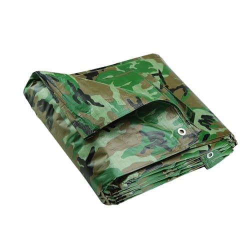 Image of ANSIO Tarpaulin 3m x 4m Water-resistant Tarp Large Camping Cover Sheet – Multipurpose Groundsheet with UV Protection, Weatherproof & Frost-Resistant – Reinforced Eyelets - Camo