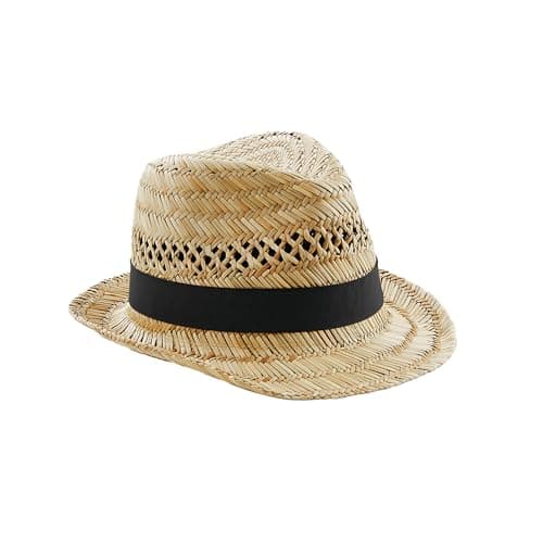 Image of Beechfield - Straw Summer Trilby hat - Natural S/M