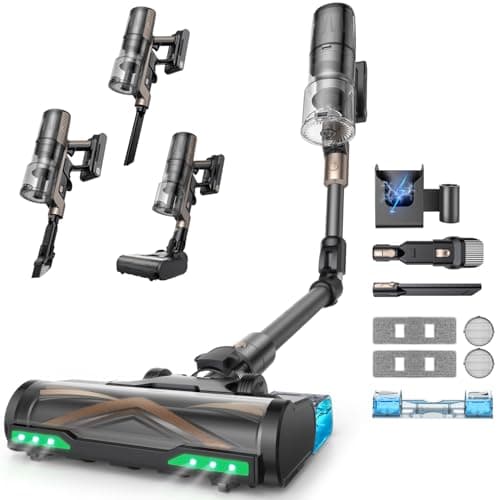 Image of Proscenic P20 Cordless Vacuum Cleaner with Mop, 70Kpa/680W 70 Mins Vacuum and Mop, Flexible Foldable Tube, GreenEye Detection, Anti-Tangle, Self-Standing, Lightweight Stick Vacuum for Pet Hair Carpet