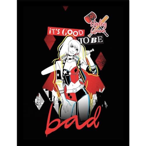 Image of BATMAN Harley Quinn Bad Framed Poster (40cm x 30cm) (Black/Red)