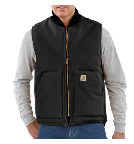 Image of Carhartt Men's Relaxed Fit Firm Duck Insulated Rib Collar Vest, Black, L