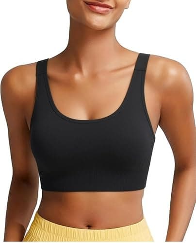 Image of Aseniza Sports Bra Women High Impact Bras Racerback Removable Padded for Ladies Gym Crop Top for Workout,Yoga,Running,Fitness（Black-M）