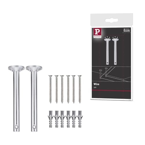 Image of Paulmann 17806 Cable Accessory Deflector/Suspension for Tension Cable 1 Pair 165 mm Chrome matt Accessories Halogen Cable Systems 12V Includes dowels and Bolts
