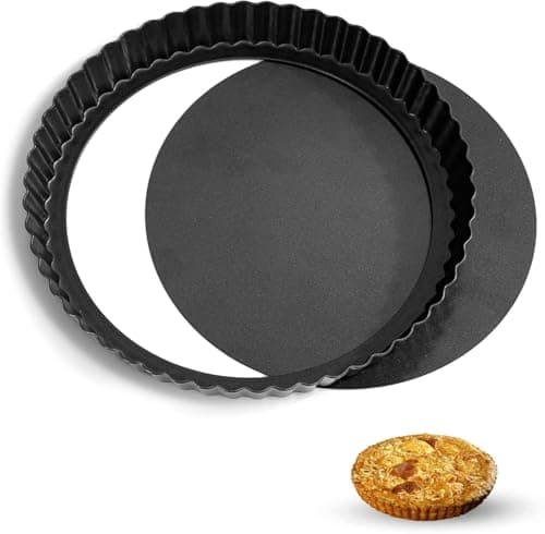 Image of Toced Quiche Pan, Non-Stick Deep Pie Pans with Removable Loose Bottom, Fluted Round Deep Flan Dish, Tart Tins for Baking Quiches, Pies, Flans, Cheese (12inch/30cm)