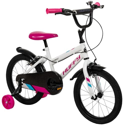 Image of Huffy So Sweet 16-Inch Girls’ Bike, Removable Stabilisers, Dual Caliper Brakes, Adjustable Seat, Comfort Padded Saddle, Durable Frame, Ideal for Ages 4-6, Safe Kids’ Bicycle, Gloss White