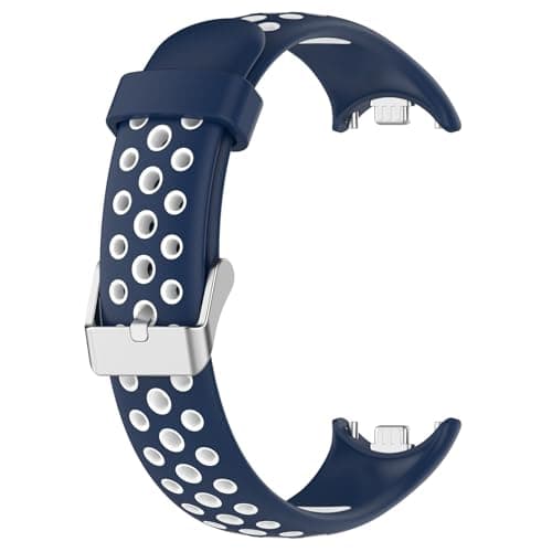 Image of tecinity Strap Compatible with Xiaomi Mi Band 10/9/8, Silicone Replacement Strap for Xiaomi Mi Band 10 NFC/9 NFC/8 NFC (Blue+White)
