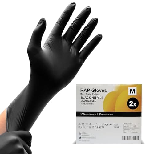 Image of Black Disposable Nitrile Gloves M Bulk Case Pack of 2000 Disposable Gloves | Value pack Gloves for Catering, Gardening, DIY, Grooming & Daily Use Commercial Disposable Gloves.