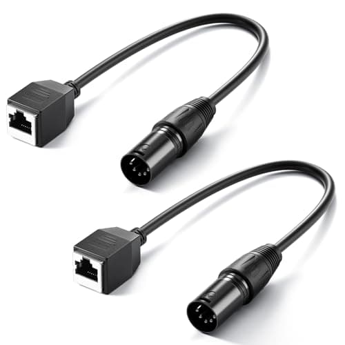 Image of NEEWER 5 Pin DMX XLR Male to RJ45 Female Cable, 2 Pack RJ45 to 5 Pin XLR Adapter, Connector for TL60/TL90C/TL120C RGB Tube Light Wand ONLY and DMX512 Console Lighting Controller, 1ft/35cm, NC006