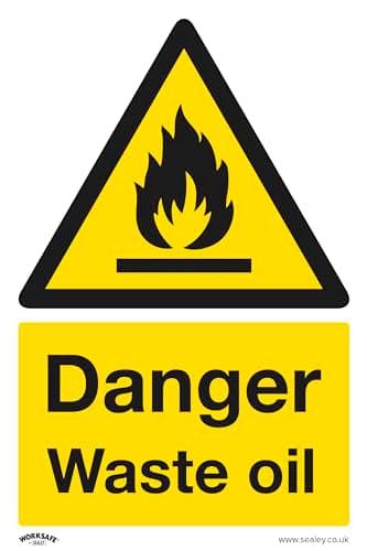 Image of Sealey Danger Waste Oil - Warning Safety Sign - Self-Adhesive Vinyl - Pack of 10 - SS60V10