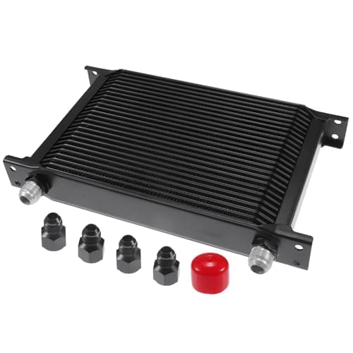 Image of Partuto 1 Set 25 Row Universal Transmission Oil Cooler - Trailers Truck RV Trans Oil Cooler Engine Radiator Oil Cooler with 8AN Adapter Aluminum Alloy Black