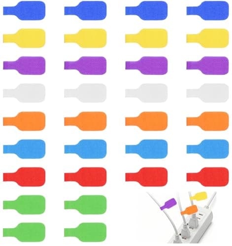 Image of 32 Pcs Cable Labels Tags Write On, 8 Colors Cable Identification Tags for Electronics Wire Organization, Reusable Handwriting Cables Markers (4.5 * 2 cm)