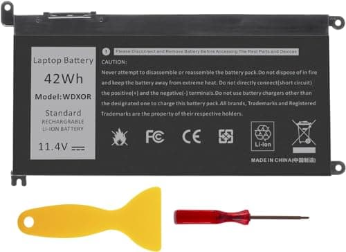 Image of WDX0R 42WH Laptop Battery Replacement for Dell Inspiron 13 15 5000 7000 Series 5570 7579 7378 5567 7573 5565 5379 5378 5770 5568 Latitude 3189 3390 P58F P69G 3CRH3 WDXOR 11.4V
