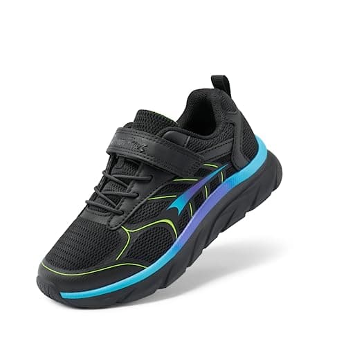 Image of DREAM PAIRS Boys Girls Trainers Tennis Running Shoes for Kids Breathable Athletic Sports Gym Sneakers,Size 3 Big Kid,Black/Blue,SDRS2326K