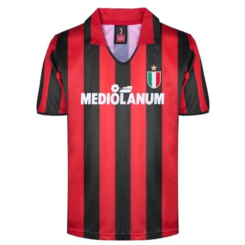 Image of Score Draw AC Milan 1988 Retro Football Shirt Red/Black Medium Polyester