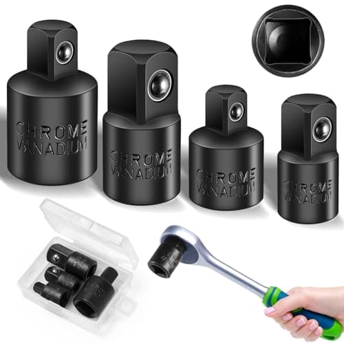 Image of Furuising 4Pcs Impact Socket Adapter Set - 1/4" to 3/8", 1/2" to 3/8", CR-V Steel Socket Adapter, Impact Adapter Reducer Set with Box for Impact Driver Ratchet Docket