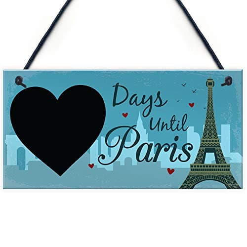 Image of Red Ocean Chalkboard Holiday Countdown To PARIS Hanging Holiday Sign Accessories Best Friend Birthday Gifts Plaque