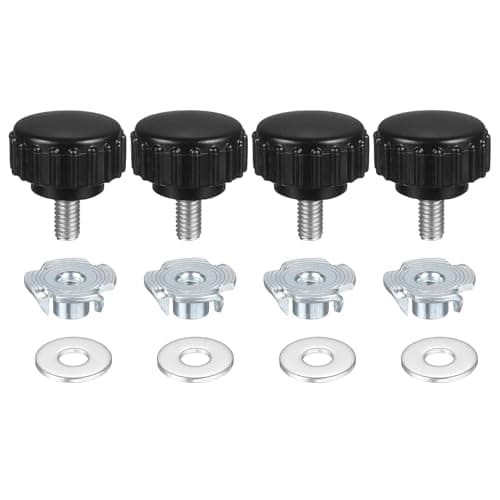 Image of sourcing map 4 Pcs M4 x 8mm Knurled Clamping Knobs 18mm Head with Washers & T-Nuts