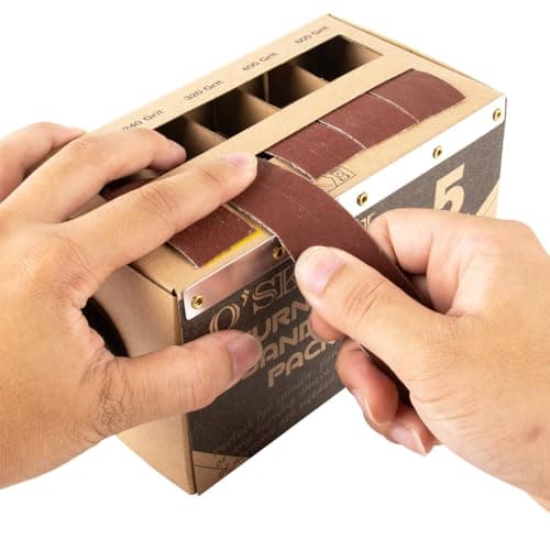 Image of O'SKOOL Sandpaper Abrasive Strip Kit Pack with Dispenser-Emery Cloth Roll for Woodworkers, Metalworkers, Furniture Repair, and Automotive Body Work | 5 Grits (150, 240, 320, 400, 600)