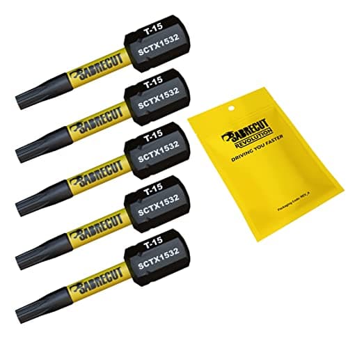 Image of 5 x SabreCut SCTX1532_5 32mm T15 TX15 Magnetic Impact Screwdriver Driver Bits Set Torx Heavy Duty
