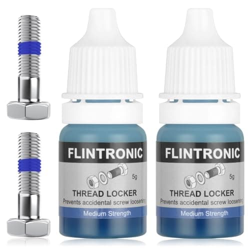 Image of Flintronic Thread Lock Blue, 2PCS 5ml Medium Strength Threadlocker, Locktight Threadlock Against Losening and Leakage, Lock and Seal Nuts, Bolts, Fasteners and Metals