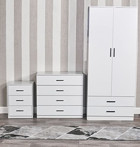 Image of URBNLIVING 3 Piece Wooden Bedroom Set (White)