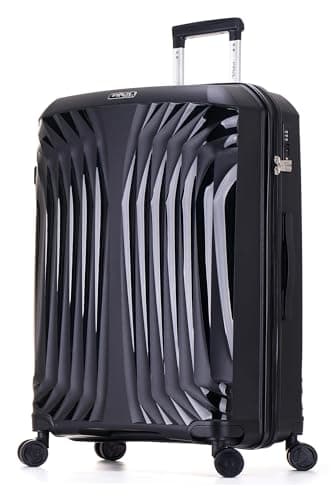 Image of DK Luggage 28" Large Hard Shell Polypropylene PP Suitcase 4 Wheel Spinner Luggage (Black ST81, Large)