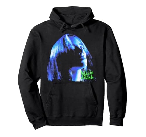 Image of Official Billie Eilish for fans merch Iconic Indie-Pop Style Pullover Hoodie, Adult Unisex, Black, Large