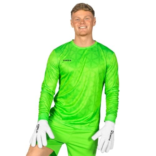 Image of FORZA Men’s Long-Sleeve Goalkeeper Jerseys [XS-XXL] - Premium Football Jerseys with Sweat-Wicking Finish - Available in Four Vibrant Colours (UK, Alpha, M, Regular, Regular, Fluro Green)